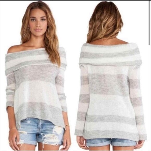 Free People Sweaters - Free People Small Lulu Rugby sweater Alpaca & nylon new Cowl or slouch striped